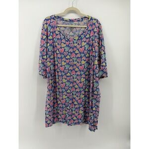 Secret Treasures Womens 2X-3X Multi Heart Sleep Shirt Cotton Modal Nightgown